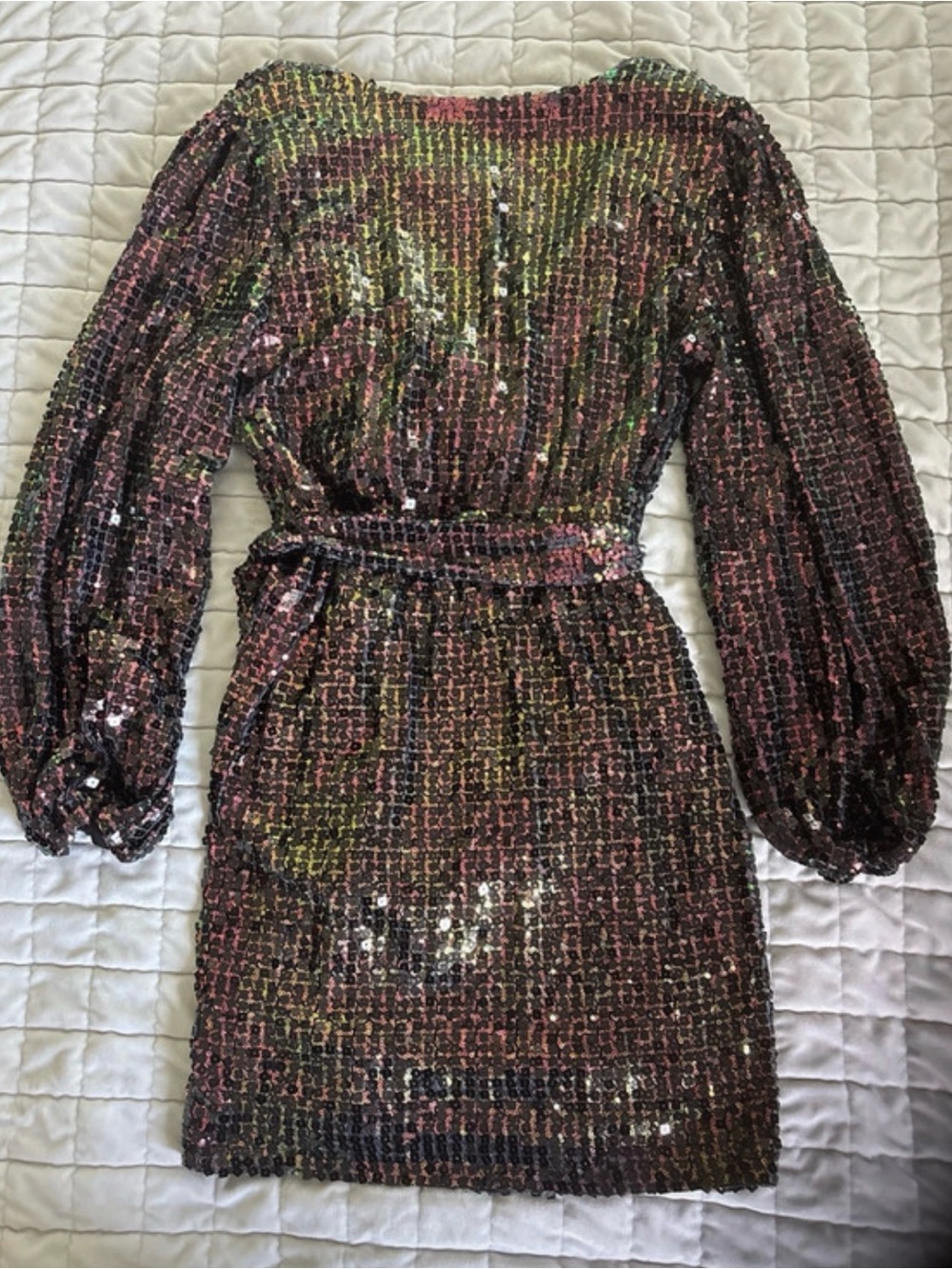 Fashion Nova Black & Pink Sequin Wrap Midi Dress - Picture 6 of 6